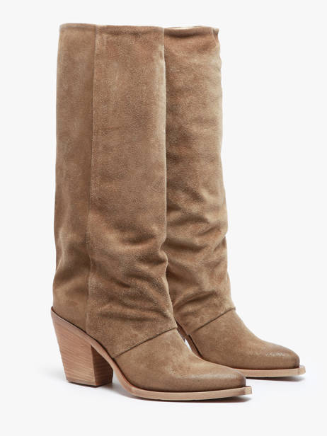 Laarzen Met Hak Stivali Tubo Uit Leder Metisse Beige women XD961 ander zicht 2